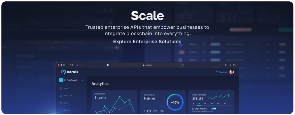 Scale - Moralis' Web3 for enterprise solution operating system.