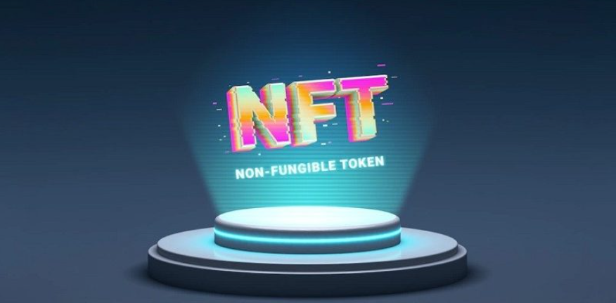 A hologram displaying a text that says how to get all NFTs from collection.