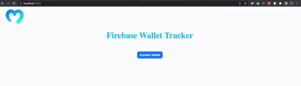 connect wallet button on the firebase wallet tracker landing page