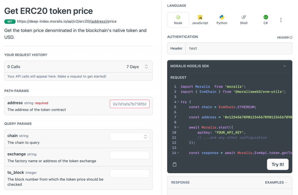 the get erc20 token price api documentation landing page