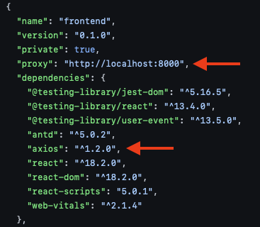 Frontend ENS resolver code and proxy pointing to the Django server