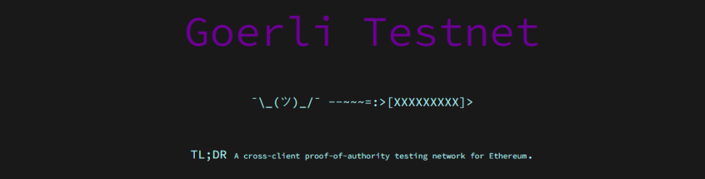 Landing page of an Ethereum faucet for the Goerli testnet