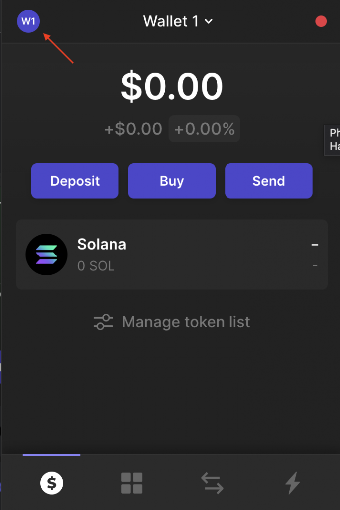 Phantom Wallet - Network Button