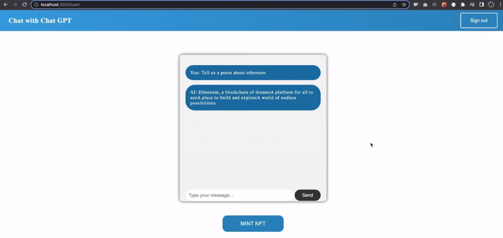 Example inputs to ChatGPT for NFTs