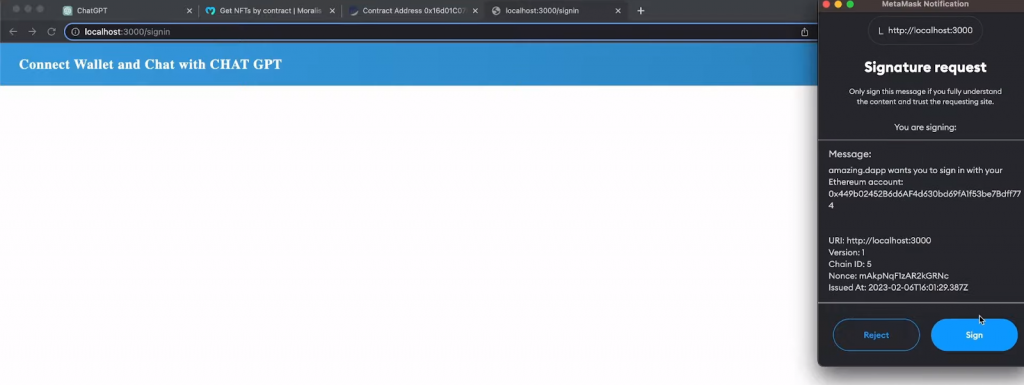 MetaMask and ChatGPT Dapp Module
