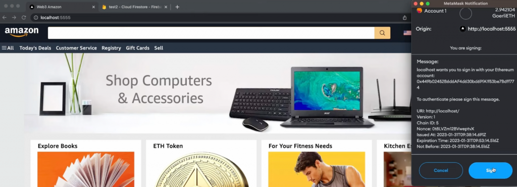 Web3 Amazon MetaMask prompt