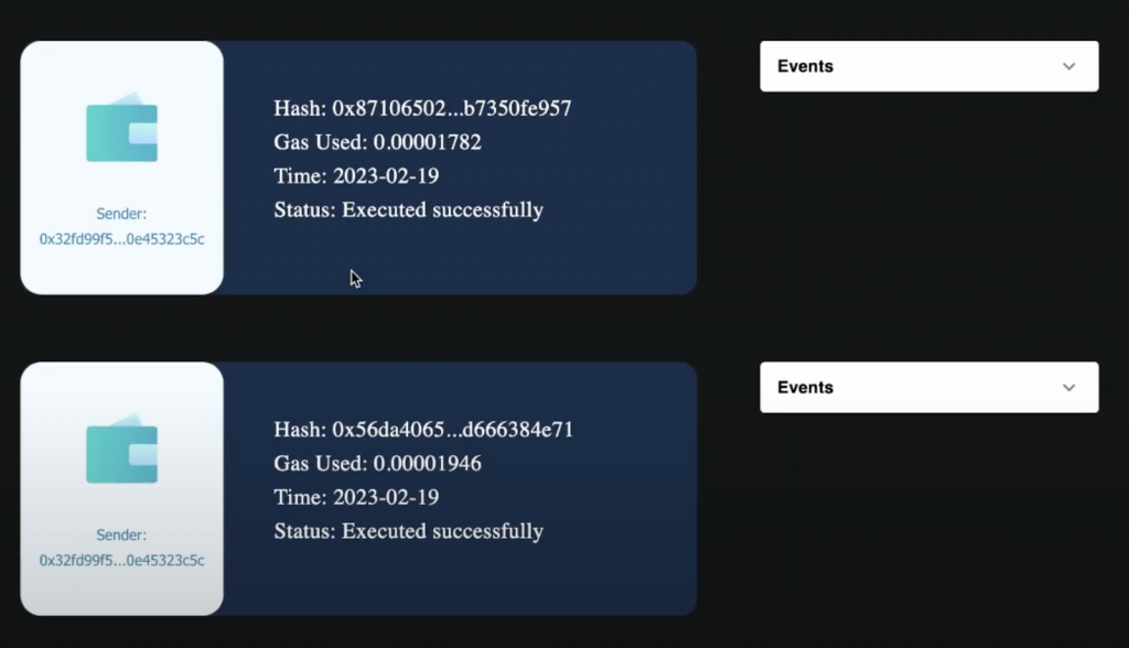 Aptos Account Transactions Displayed in a Neat Table