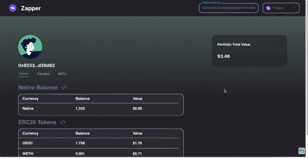 Arbitrum Testnet Project - Landing Page of Zapper Clone