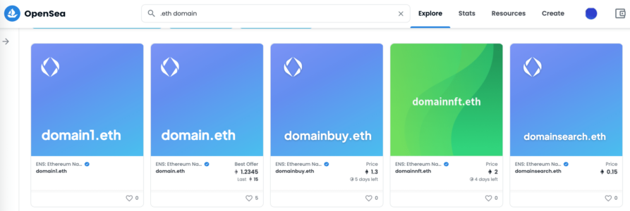 ENS.Domain User Interface Displaying Purchased ENS Domain