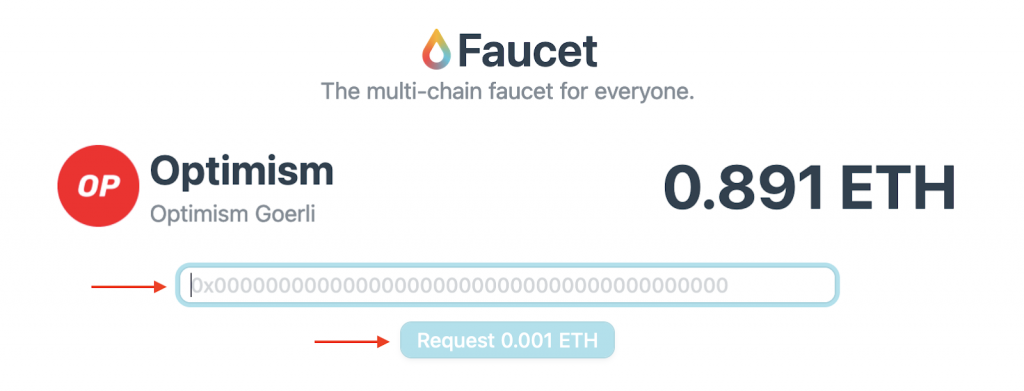 Optimism Faucet Landing Page