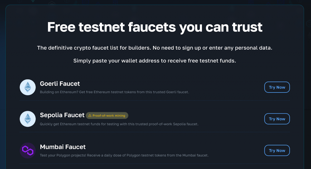 Linea Goerli Testnet Faucet Page from Moralis