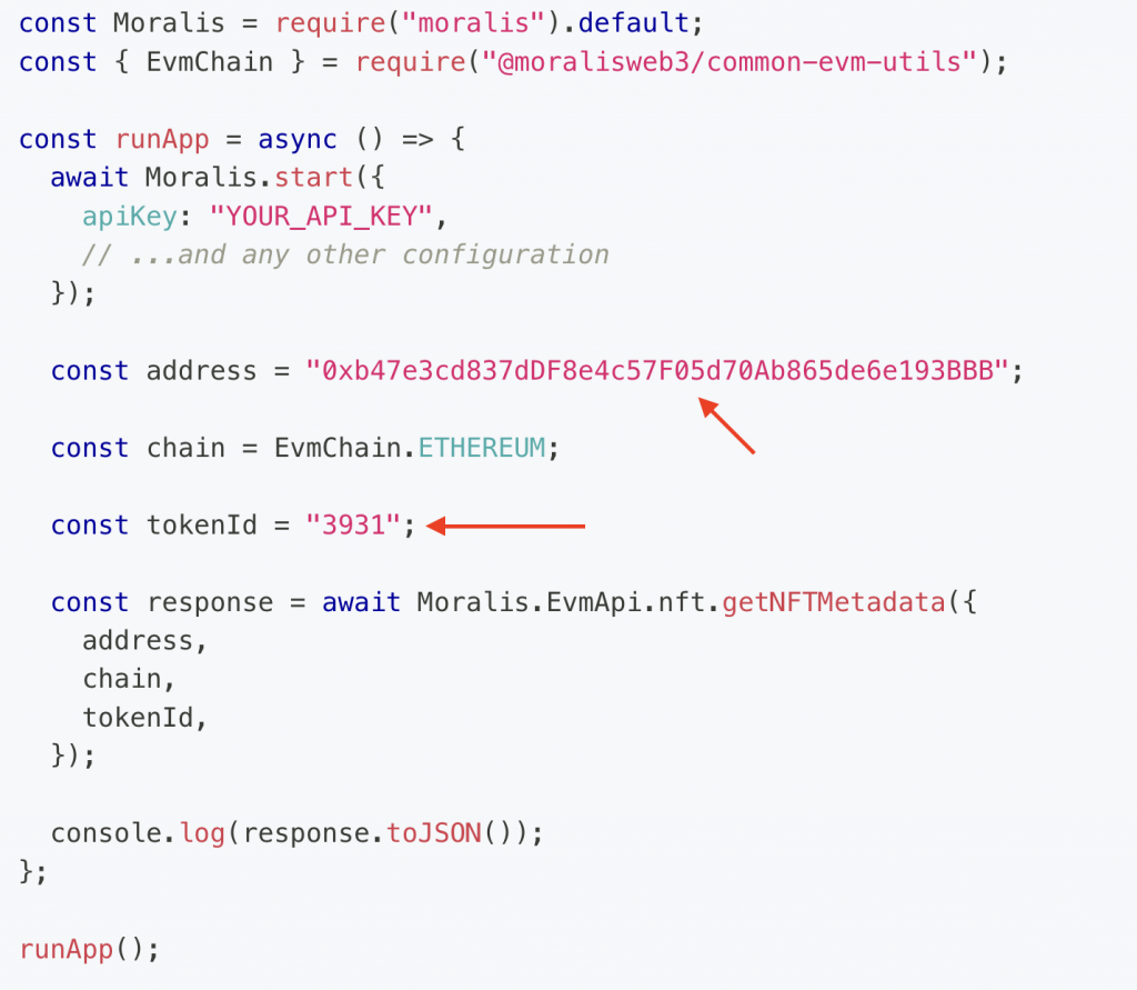 Showing-address-and-tokenid-parameters