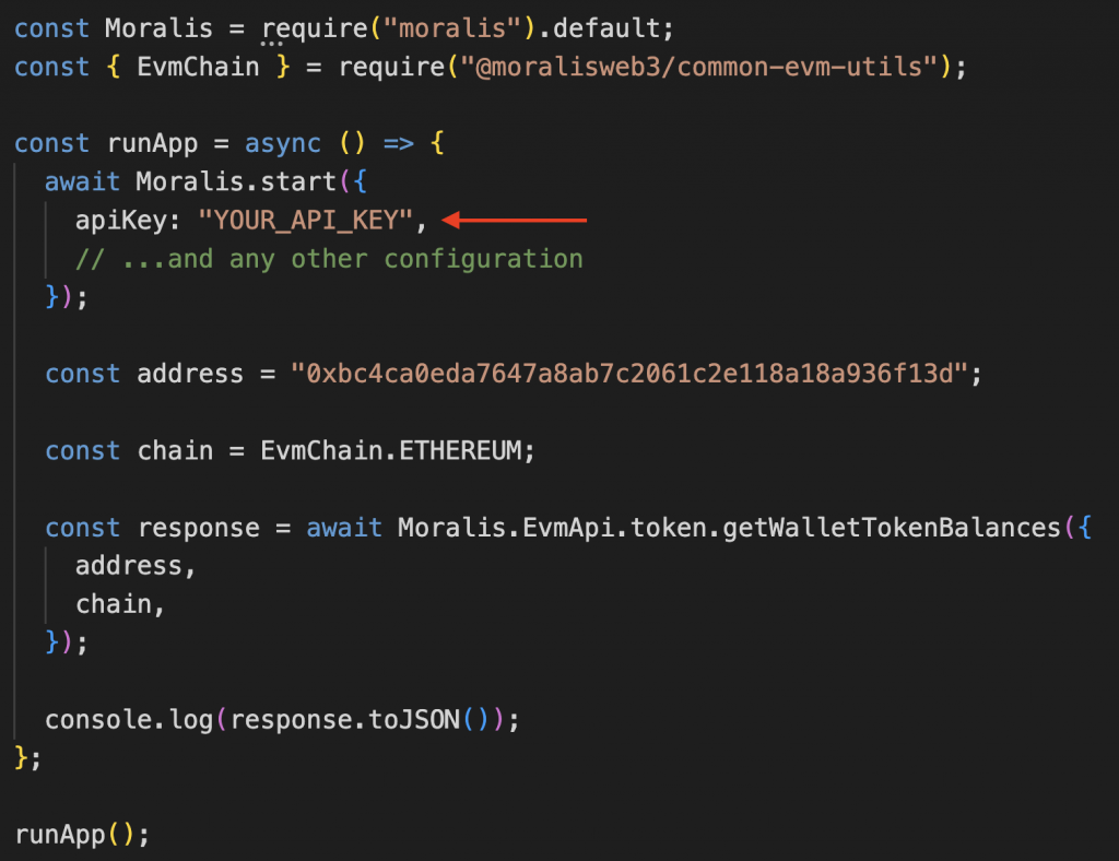 Showing where to paste the API key