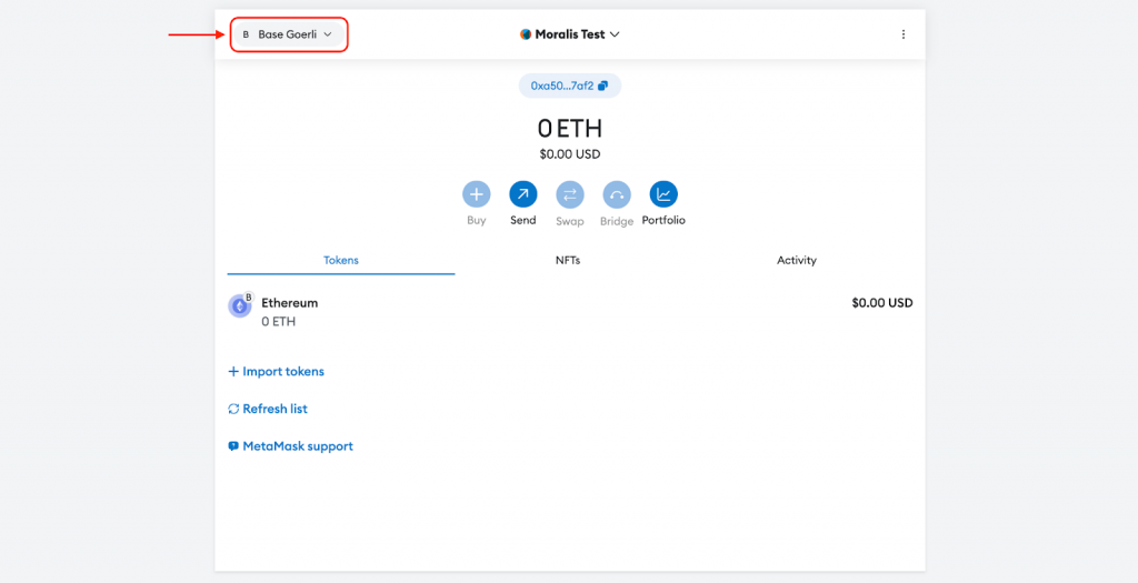 Confirmation Message - Base Goerli Testnet added to MetaMask