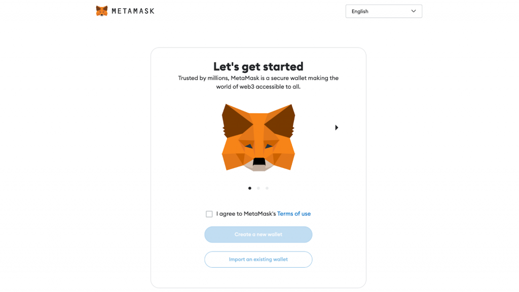 Let's get started module for metamask