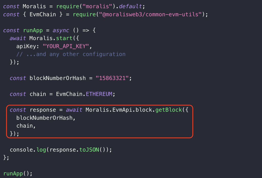 Modifying the chain and blocknumberorhash parameters for the blockchain api