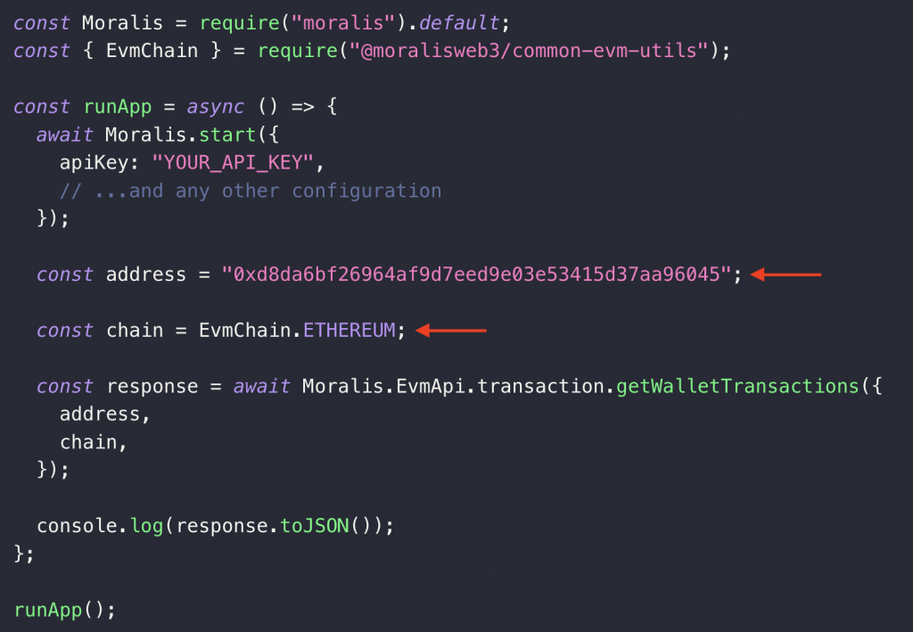 configure the address and chain parameters to fit your crypto address label request