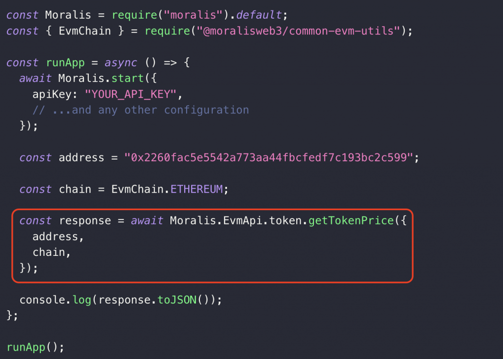 passing values as parameters when calling the getTokenPrice() endpoint to get crypto prices