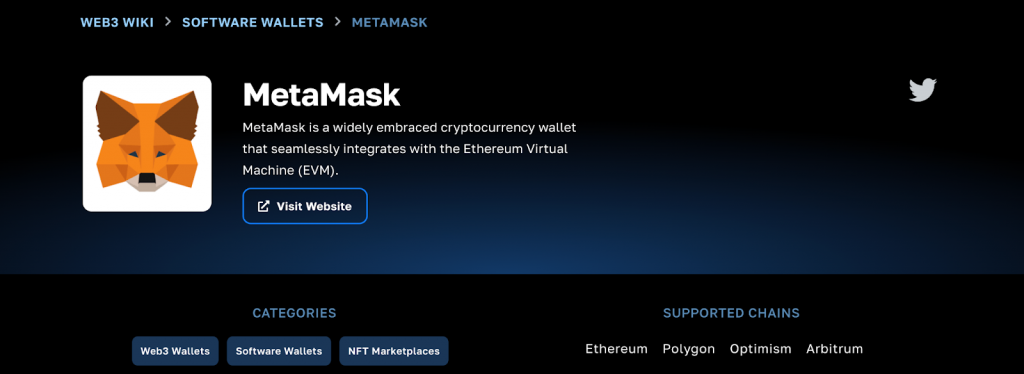 MetaMask dapp store landing page example