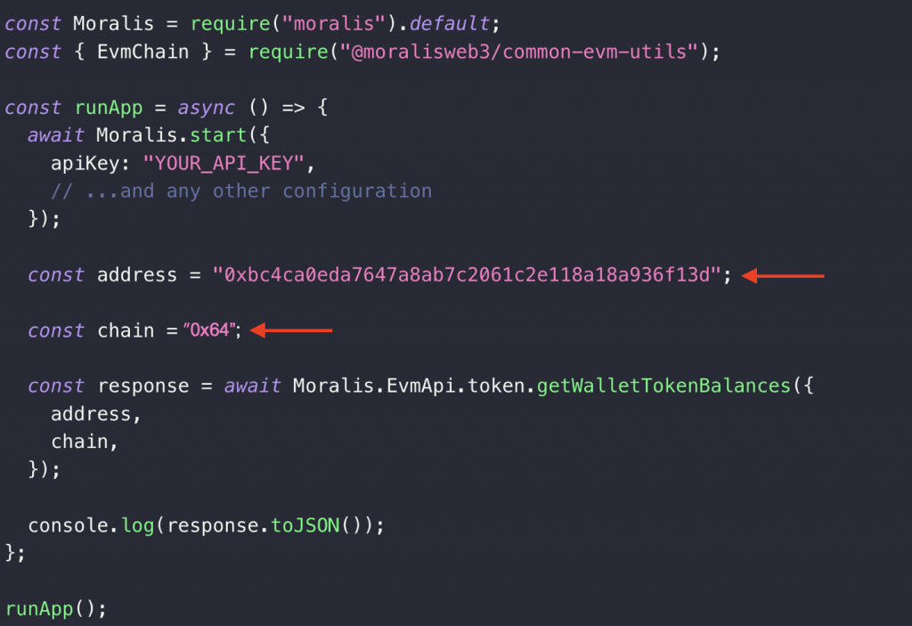 Showing the address and chain parameters and modifications to make to build on Gnosis Chain