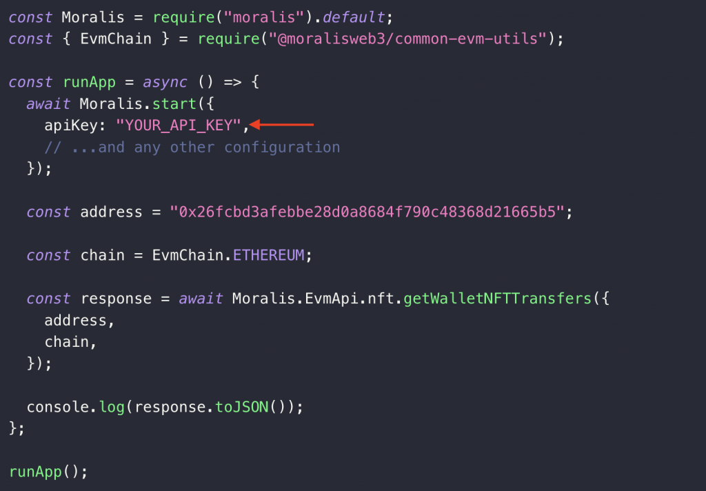 Showing where to paste the API key to obtain data analytics