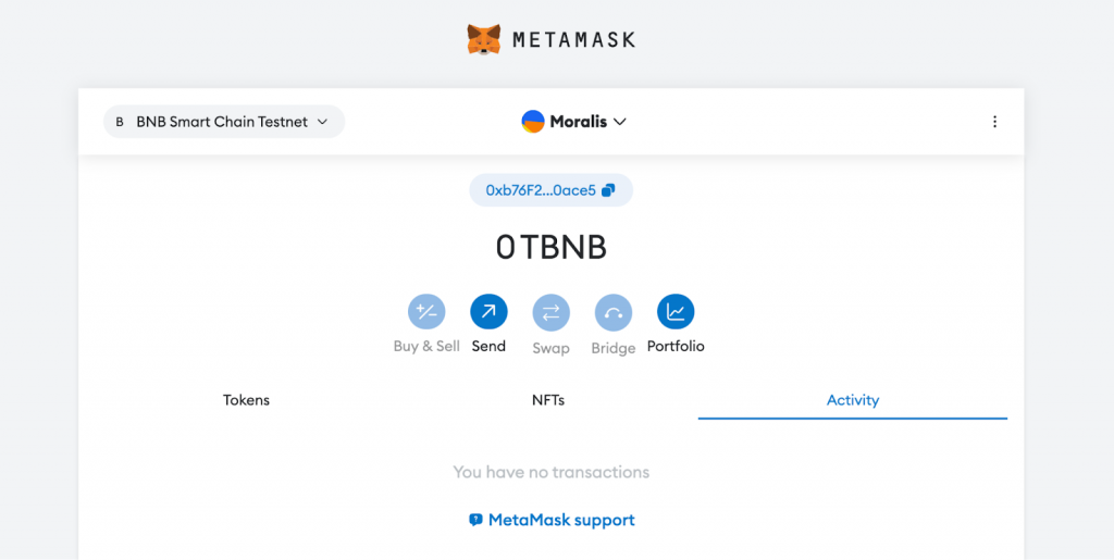 BSC network confirmation MetaMask