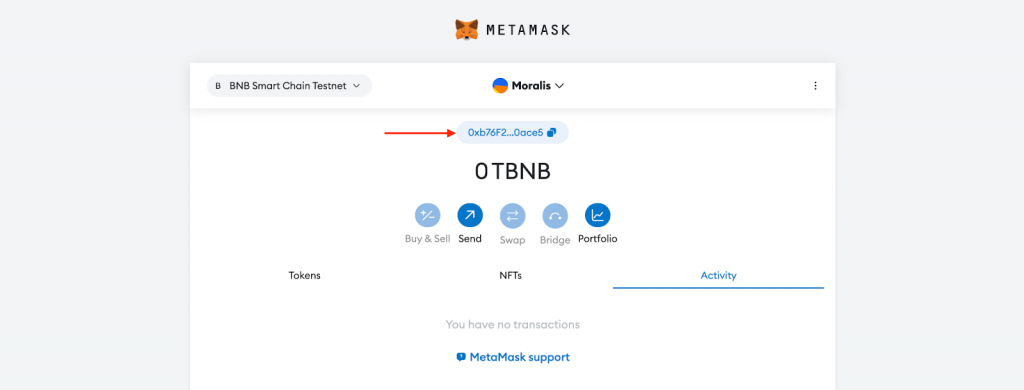 Copying BSC Network Address from Wallet