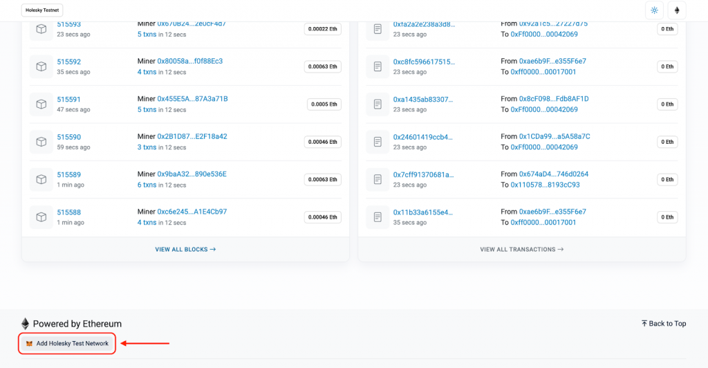 Switching to the Holesky testnet in MetaMask