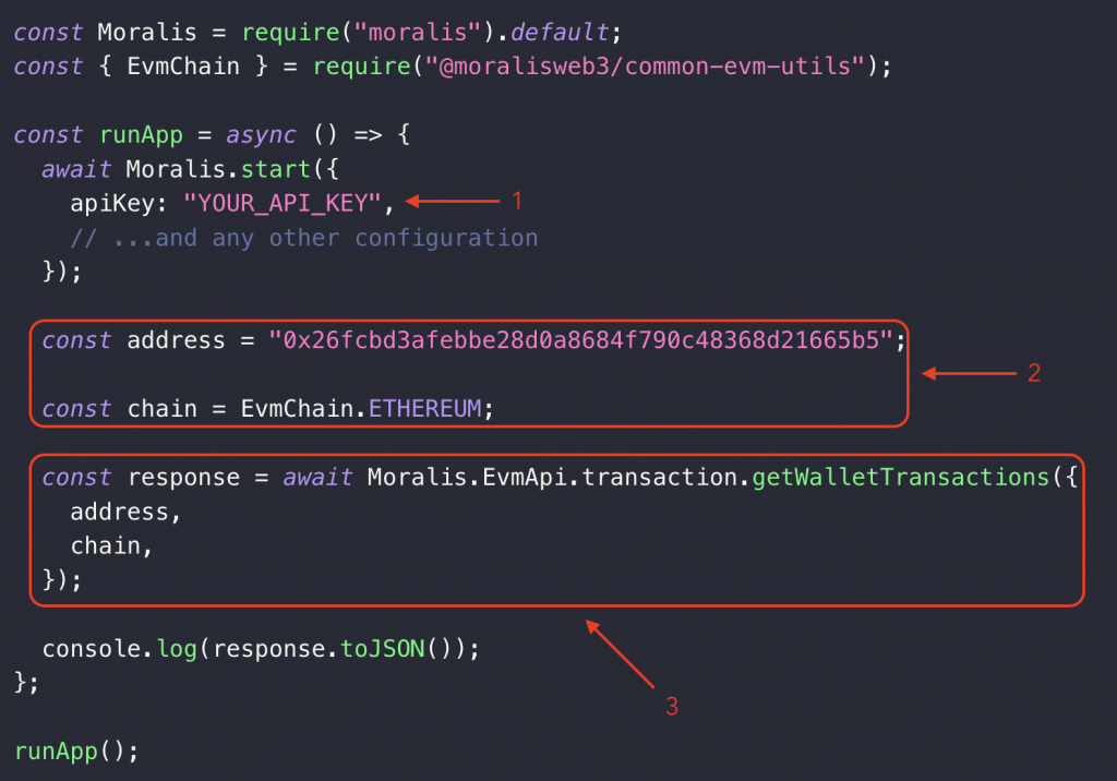 chain, address, api key, and getwallettransactions endpoint