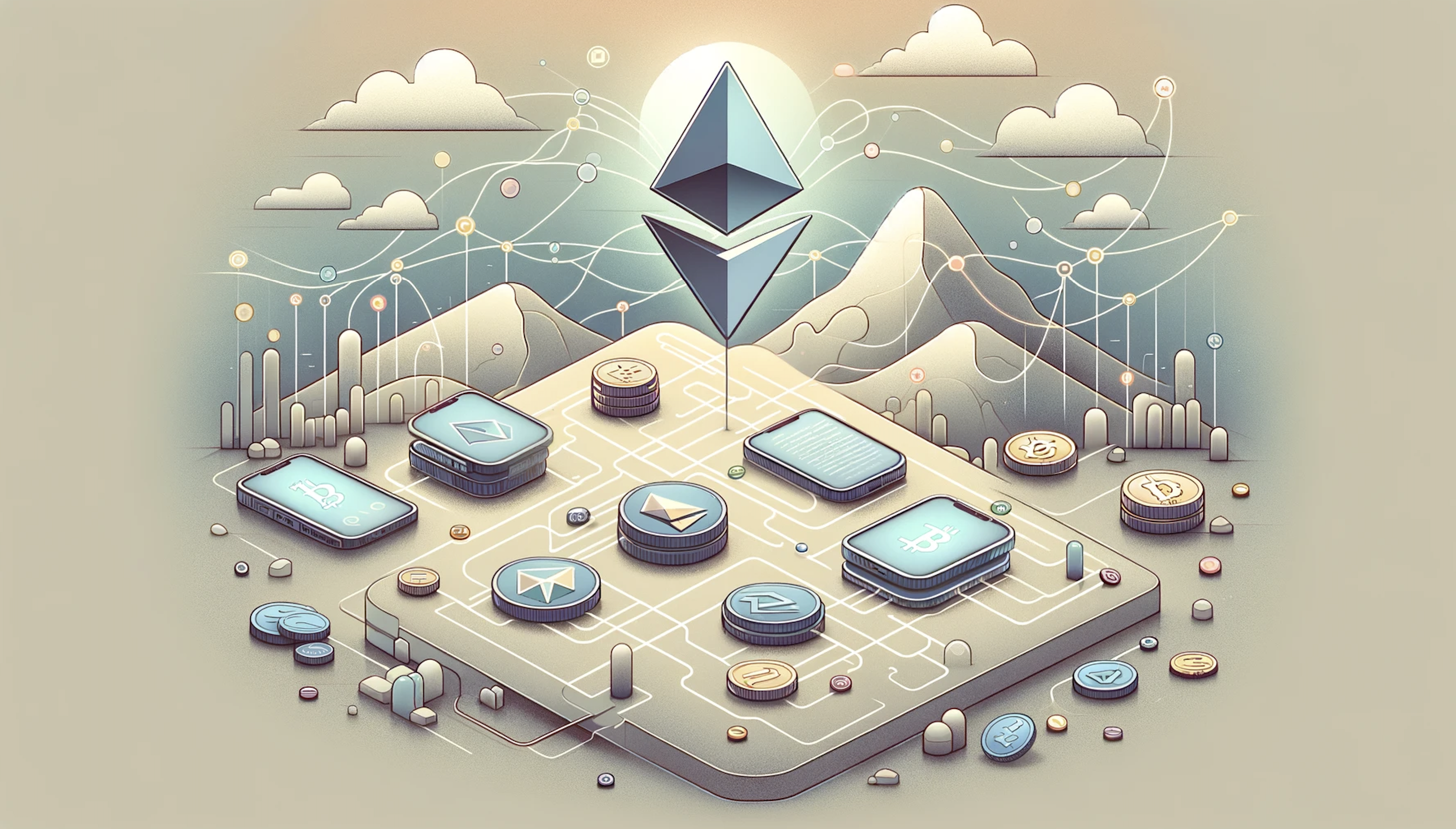 Graphic art illustration - Showing DEXs and components of Ethereum exchanges