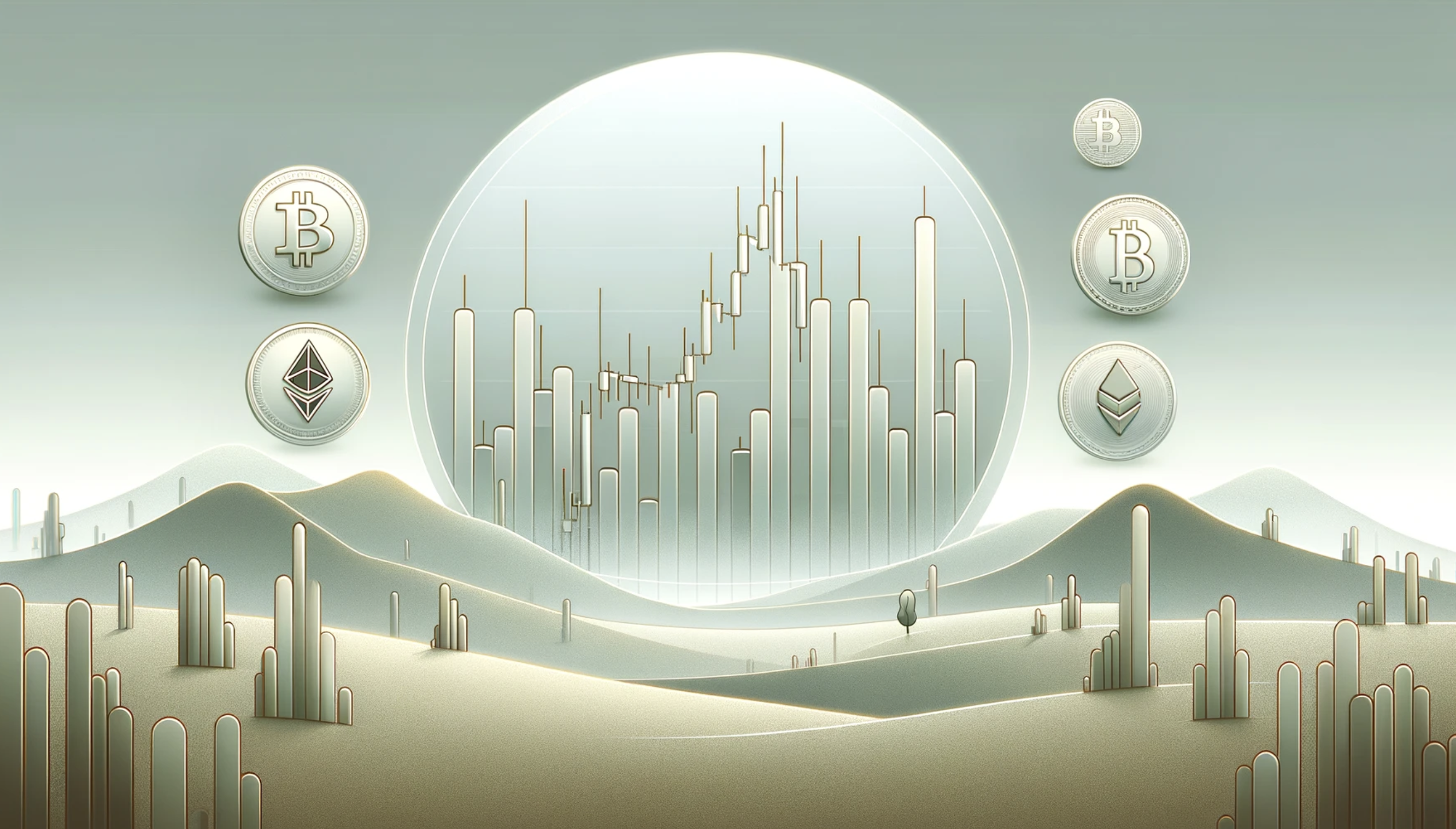 Graphic art illustration - Showing crypto price components contributing to crypto spike