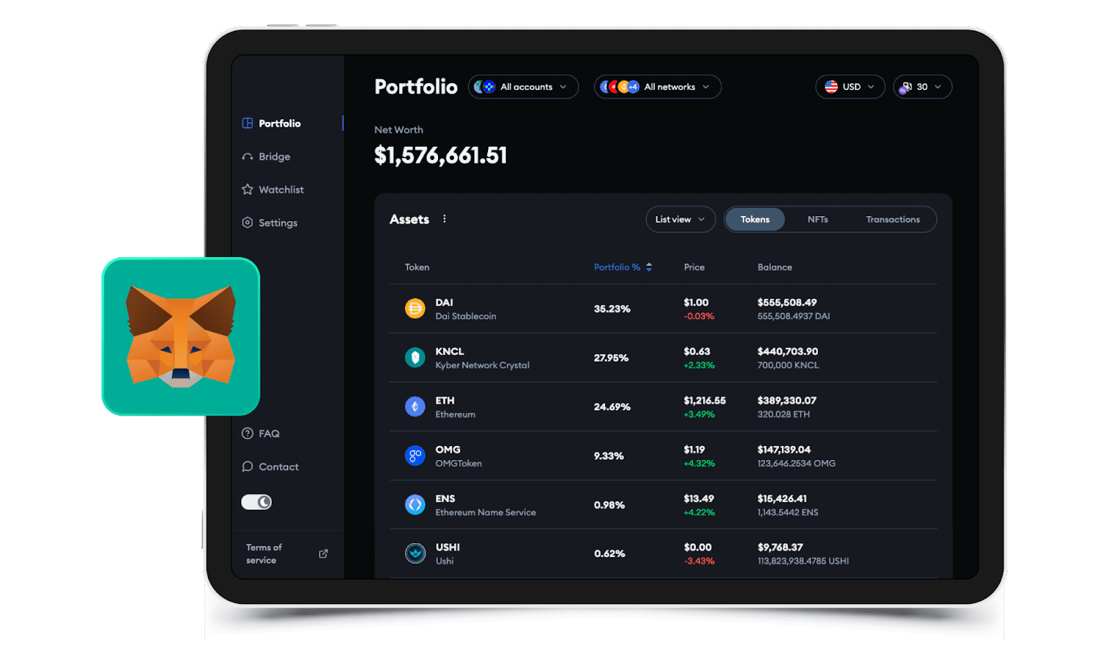 Portfolio tracker dapp example for altcoin API data feeds