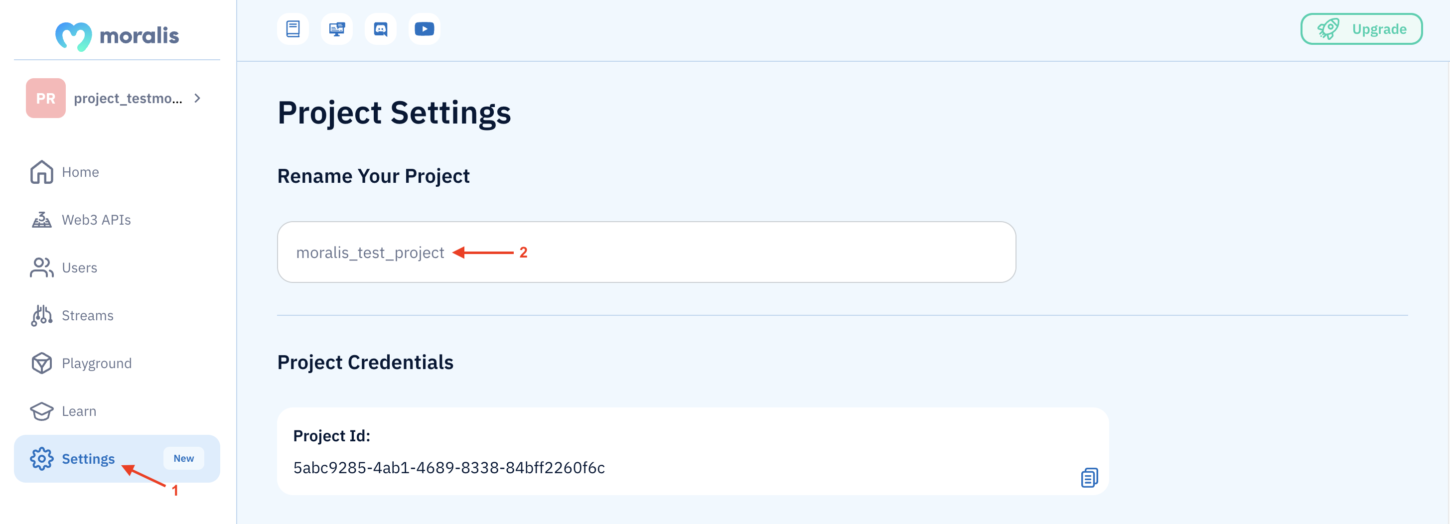 Renaming project input parameter inside Moralis Admin Settings UI