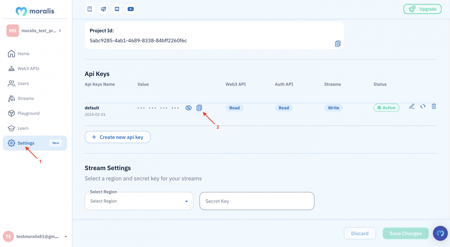 Step 2 - Showing how to copy the Web3 API key