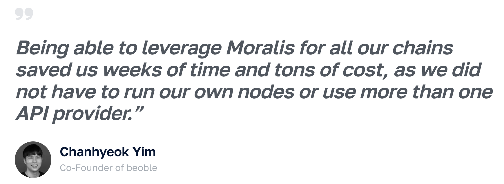 beoble testimonial - How beoble use Moralis to save development time and costs.