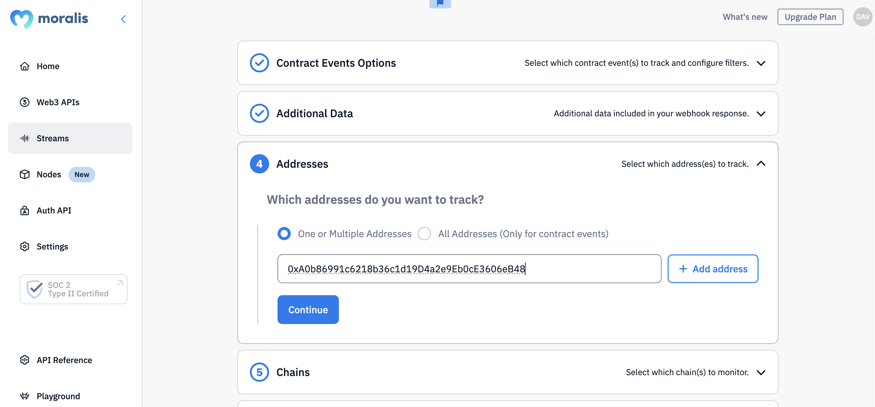 Step 5 - Add the contract address you want to track. In our case, we’ll add the USDC contract address: 