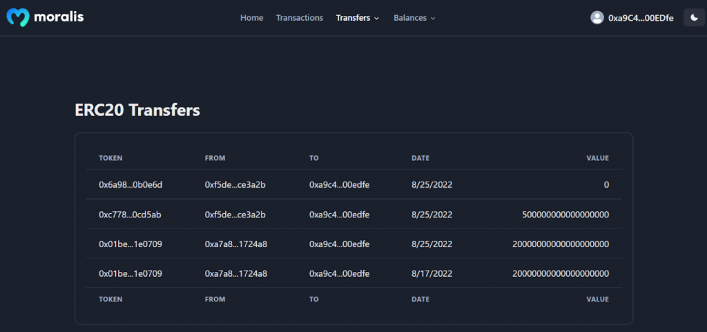 Cronos boilerplate transfer tab.