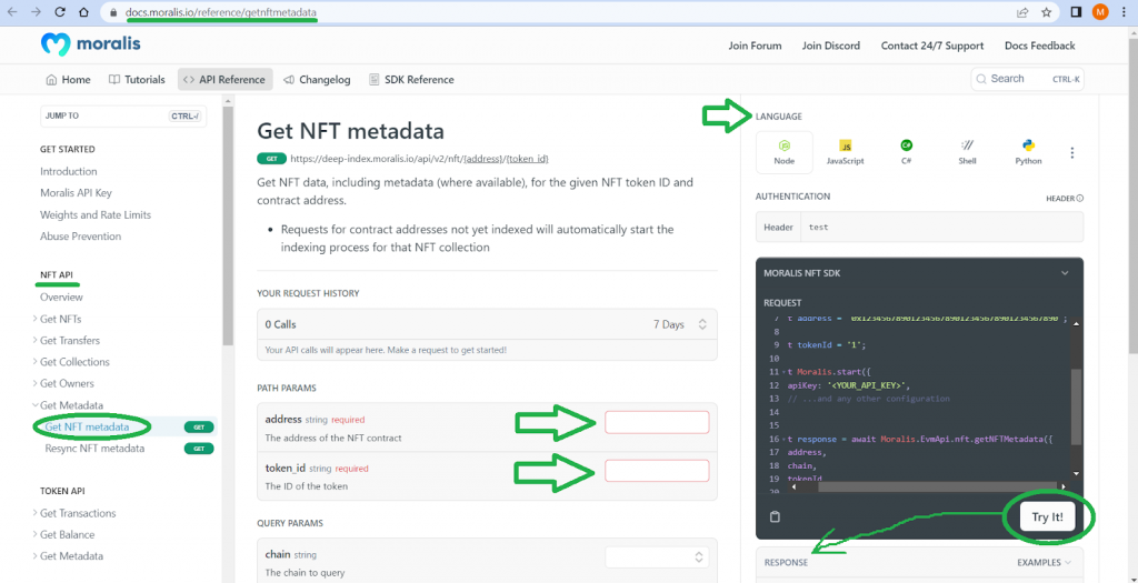 Get NFT metadata docs.