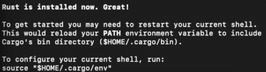 Rust success message.