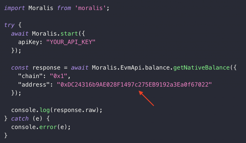 configuring the address parameter to fit your query in the code