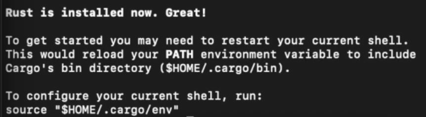 Rust success message.