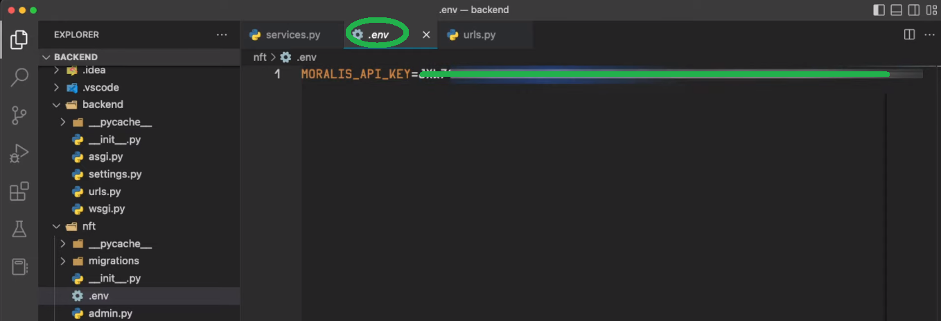 .env file Moralis.