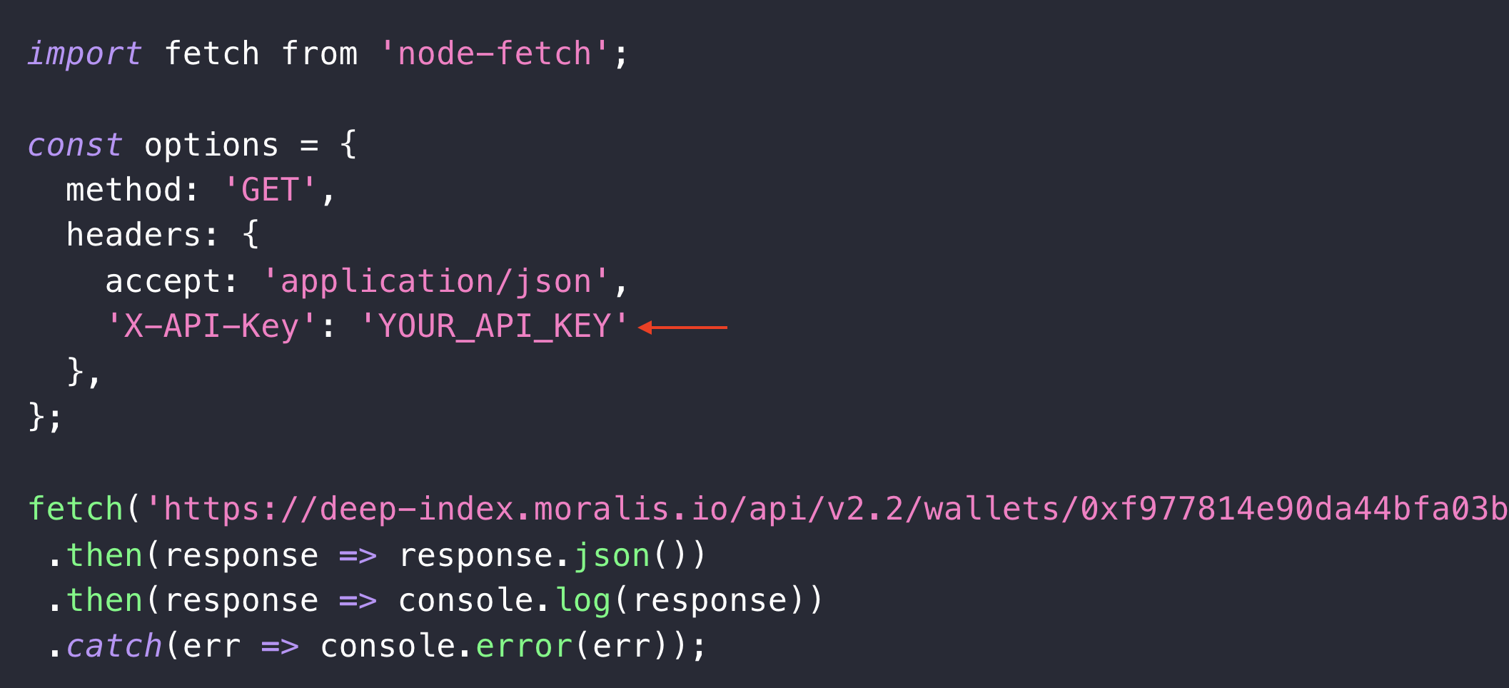 Arrow pointing at YOUR_API_KEY.