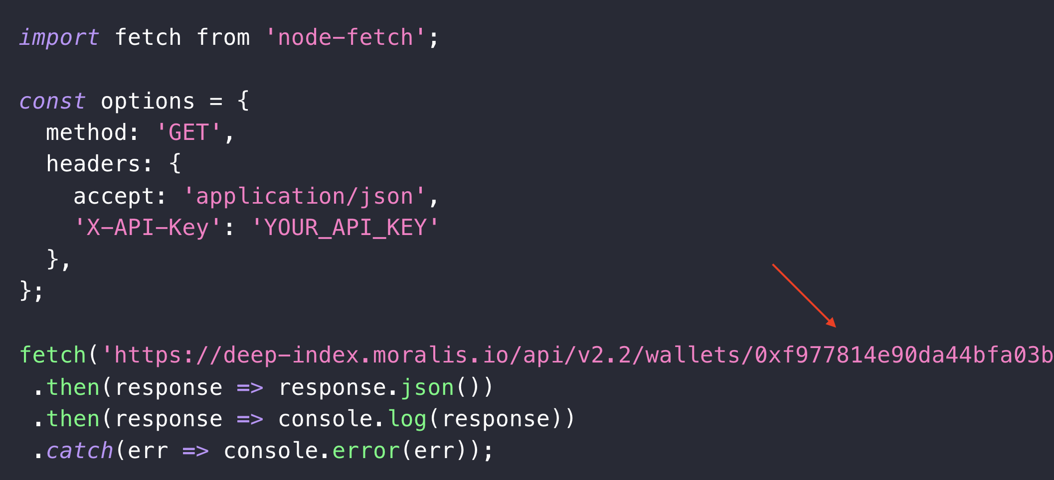 Arrow pointing at address parameter.