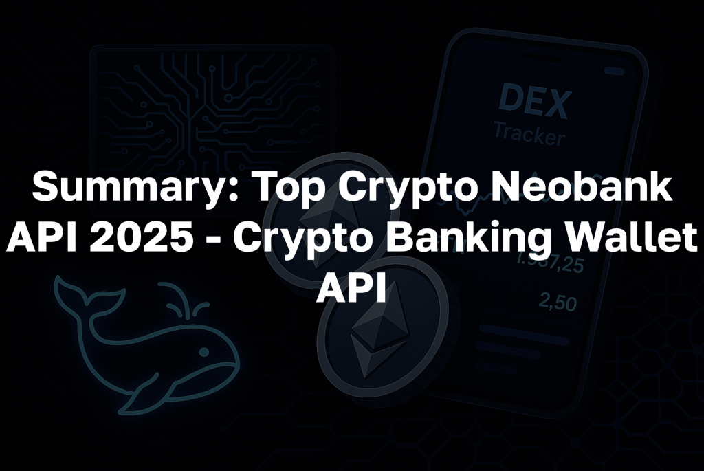 Text: "Summary: Top Crypto Neobank API 2025 - Crypto Banking Wallet API"