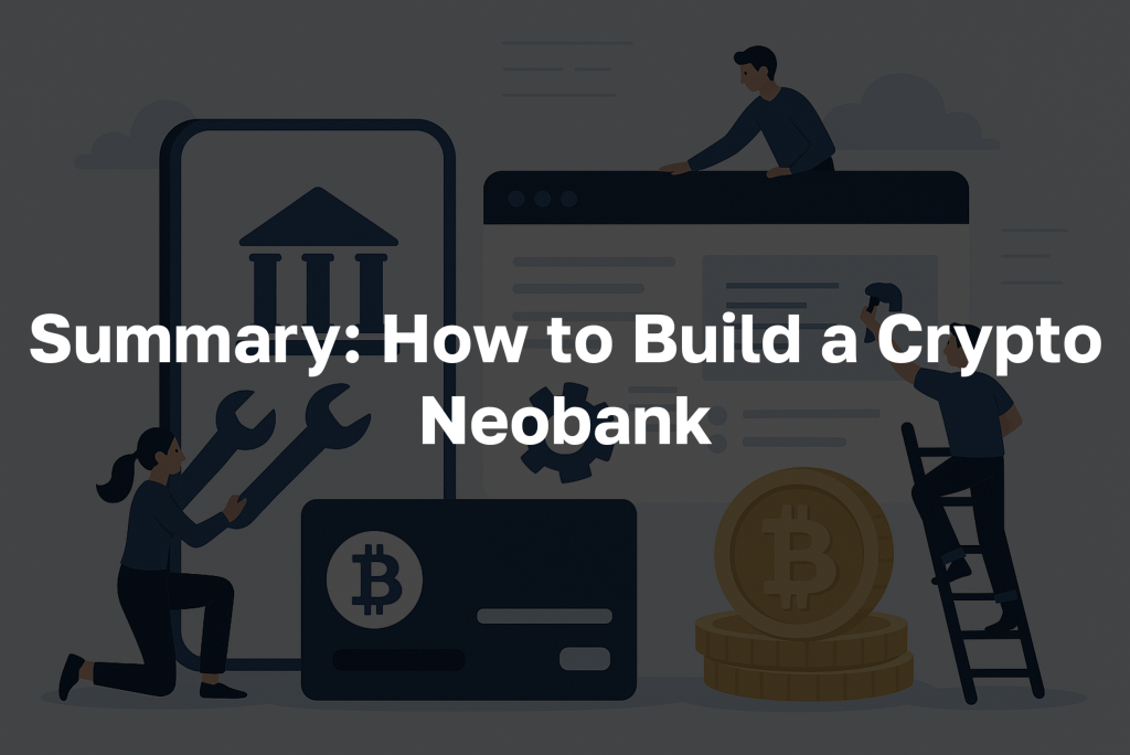 Text: "Summary: How to Build a Crypto Neobank"