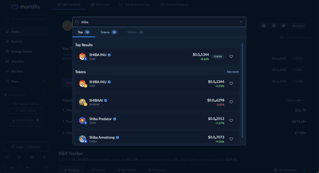 „Crypto Search API“ naudojimo atvejis.