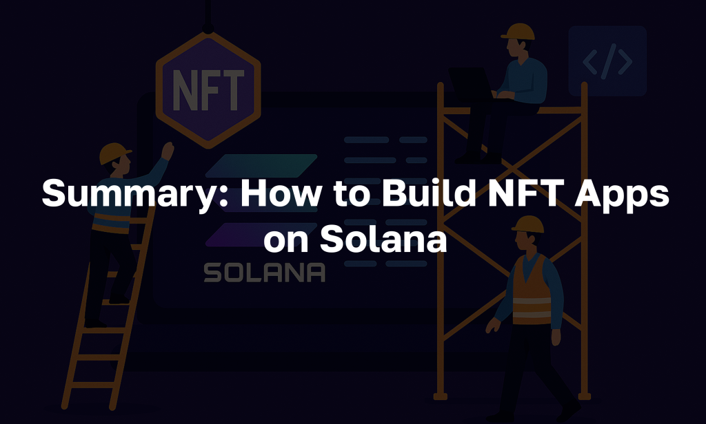 Text: "Summary: How to Build NFT Apps on Solana"