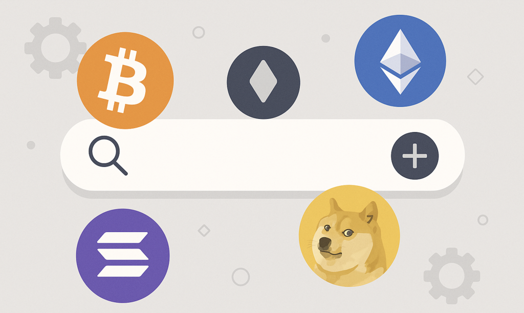 Token search interface example.