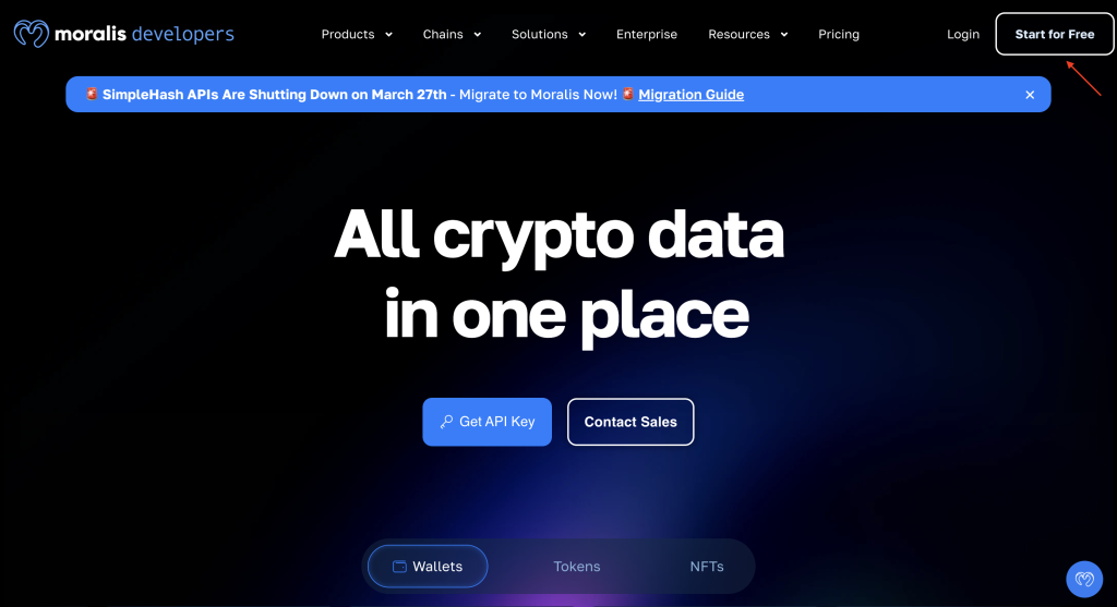 Red arrow pointing at "Start for Free" button.